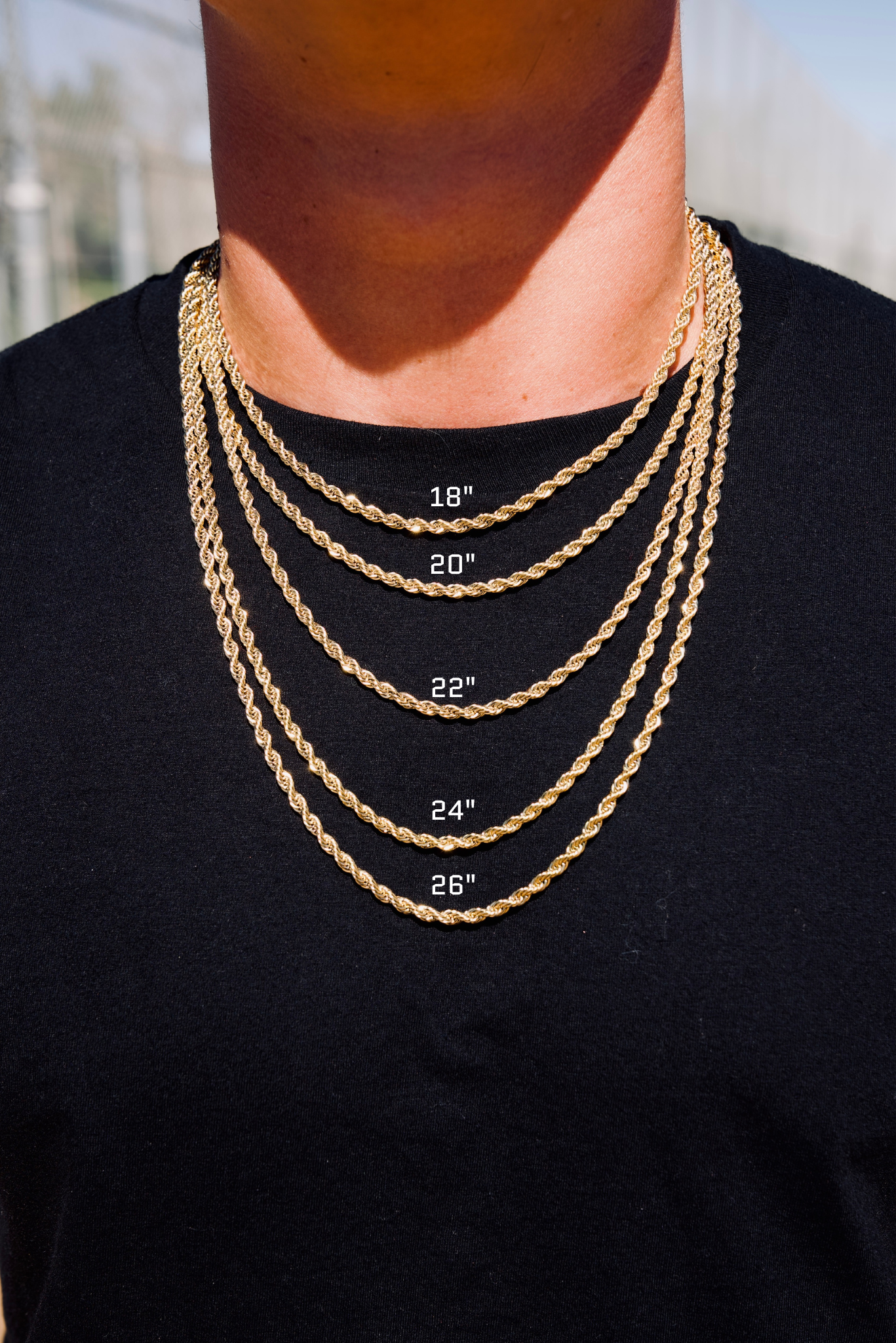 Jewelry Rope Chain Premium Rope Chain (Gold) 4mm – Triple Crown Jewelry