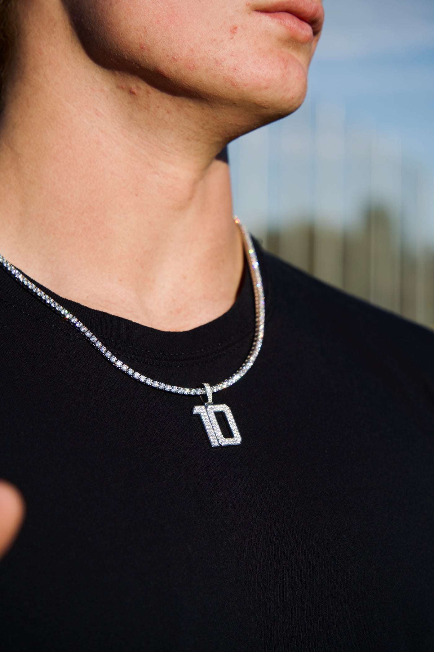 Iced Jersey Number Pendant with Moissanite Diamonds (Silver Rhodium ...