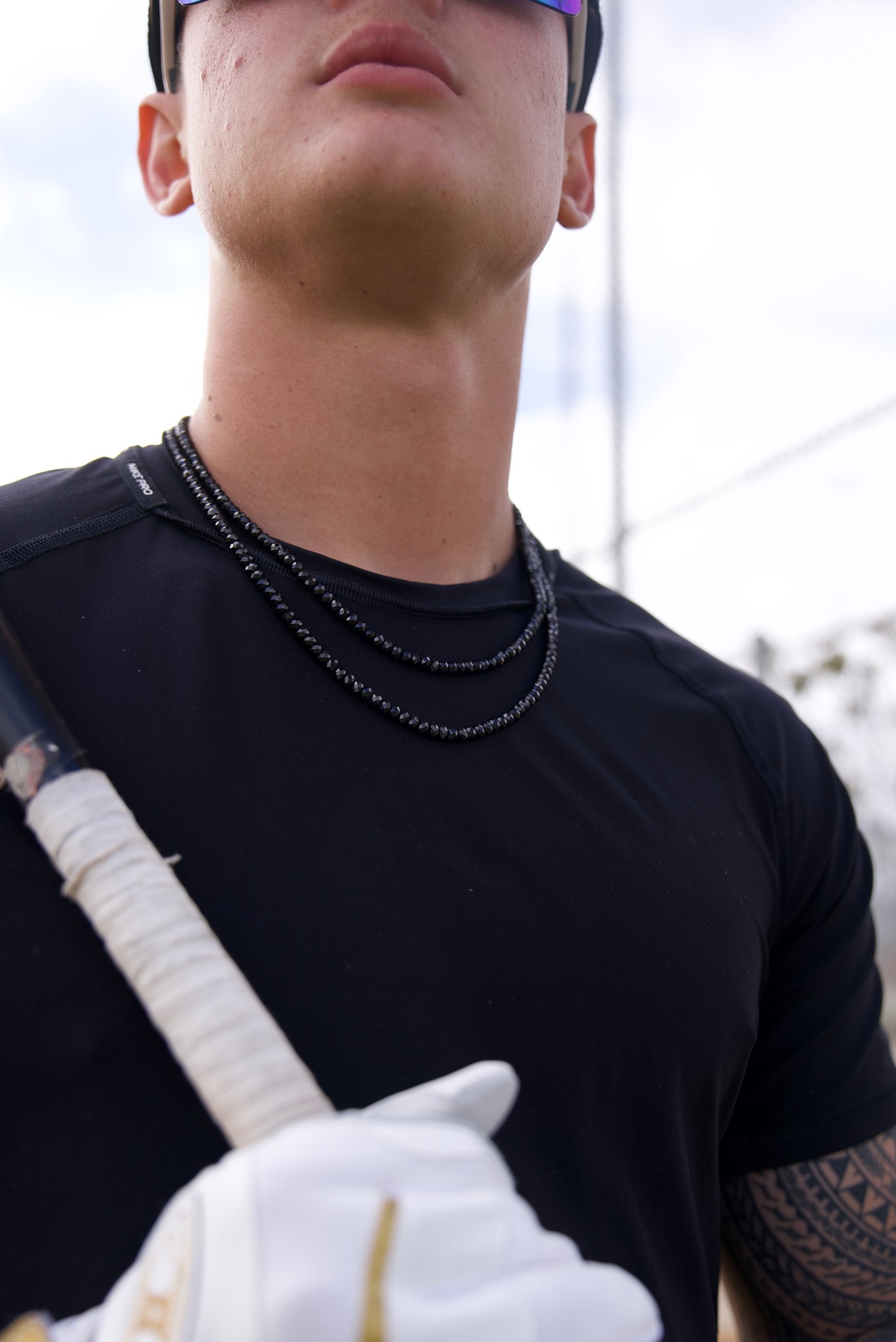 Faceted Black Spinel Beaded Necklace 4mm (Silver)