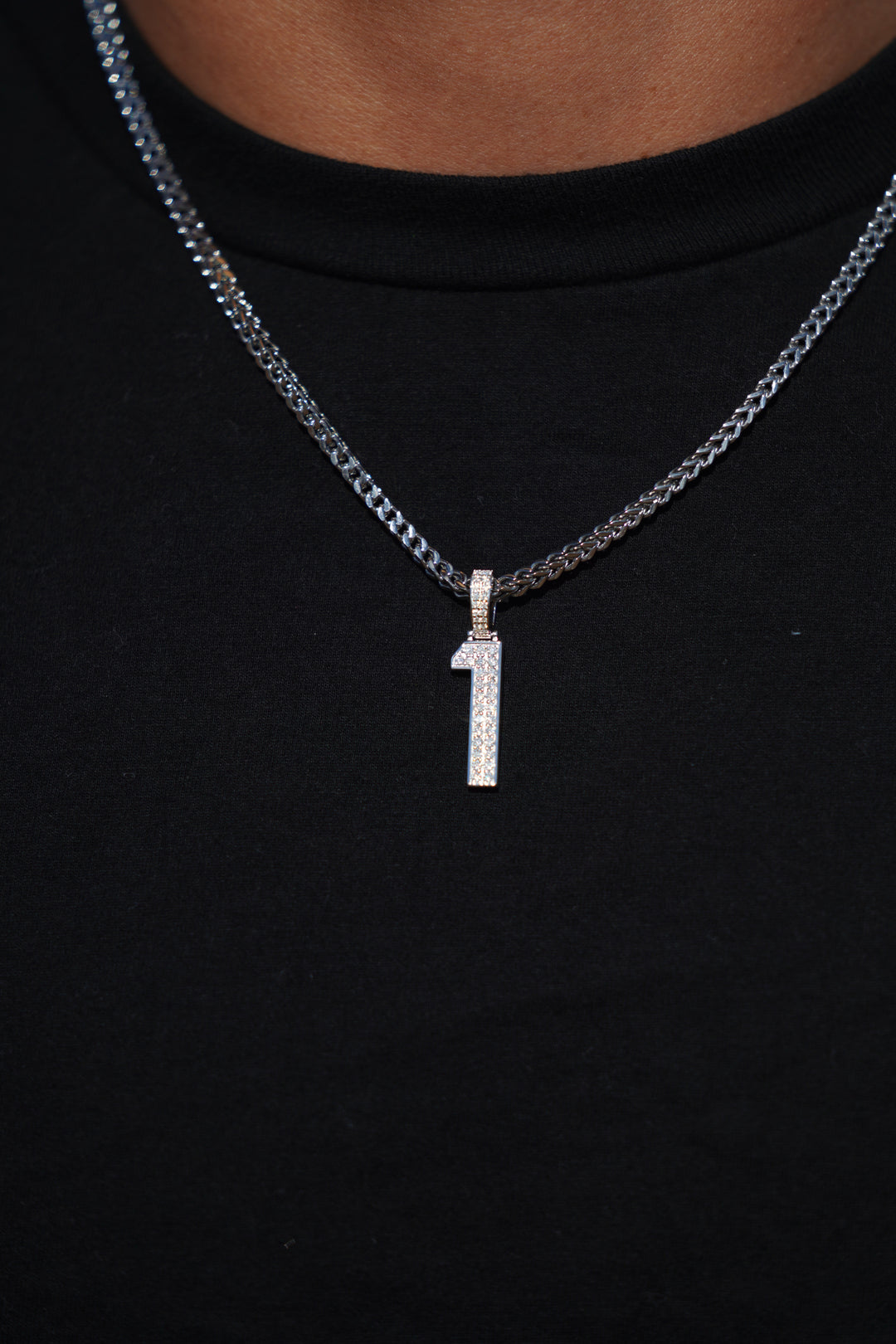 Iced Jersey Number Pendant with Moissanite Diamonds (Silver