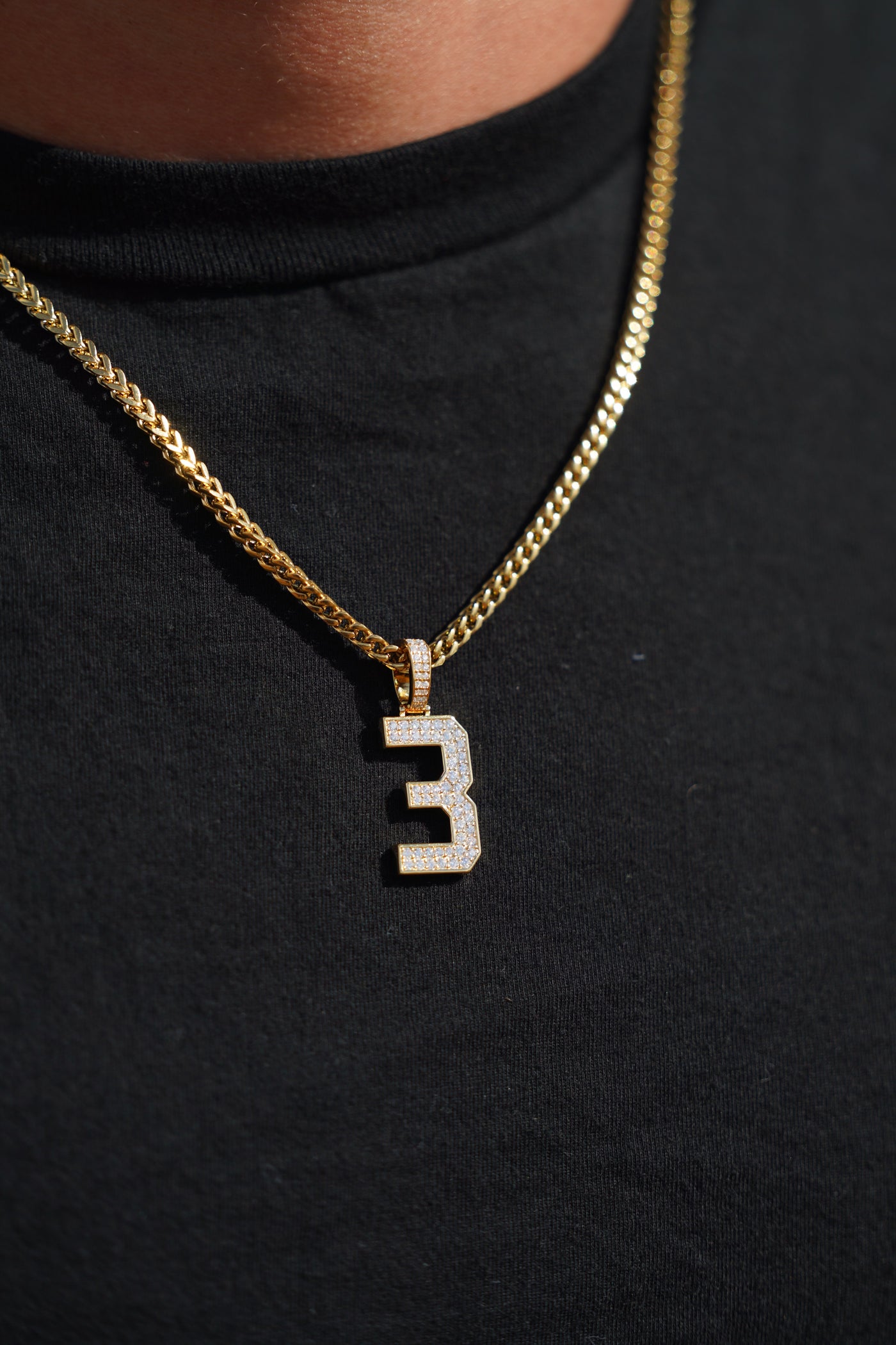 Iced Jersey Number Pendant with Moissanite Diamonds (18K Gold Vermeil ...