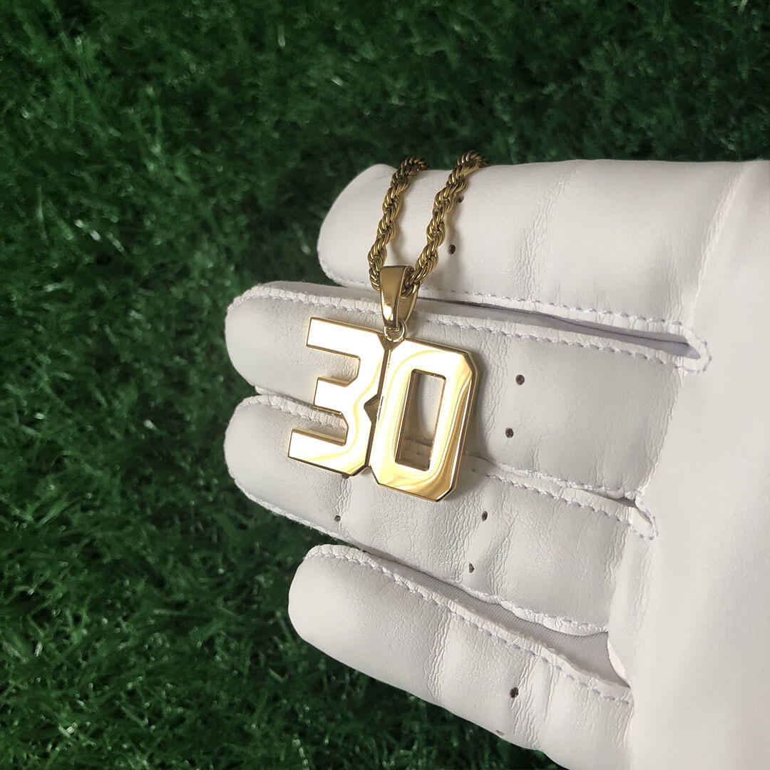 Signature Jersey Number Pendant 18K Plated Gold