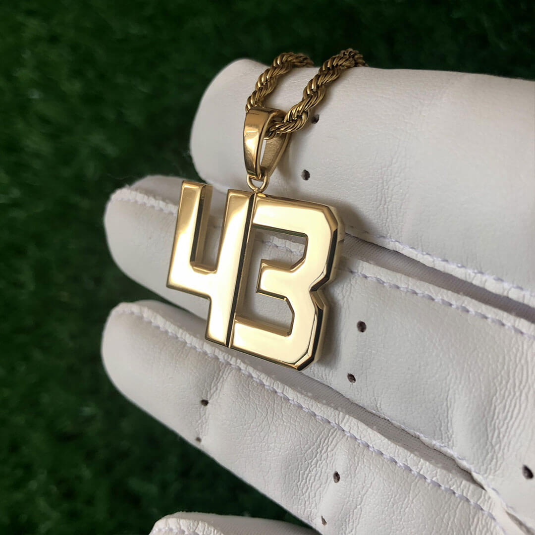 Signature Jersey Number Pendant 18K Plated Gold