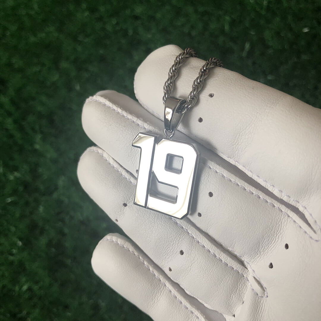 RWQIAN Baseball Number Necklace - Stainless Steel Jersey Number Pendant, Adjustable Chain, Numbers 0-99, Gift For Players